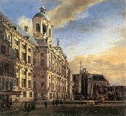 Amsterdam, Dam Square with the Town Hall and the Nieuwe Kerk Jan van der Heyden
